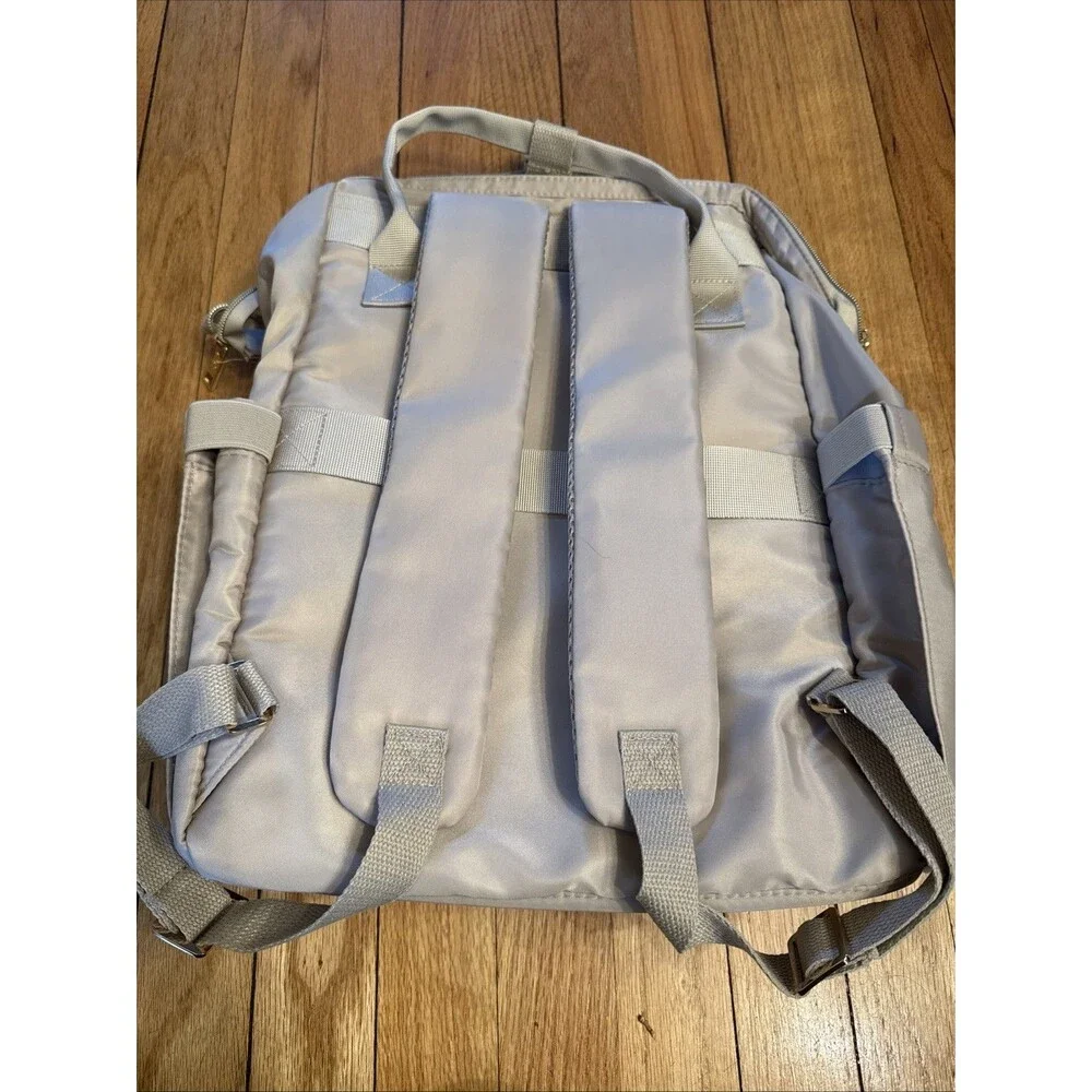 Paris Hilton Travel Laptop Bag Backpack Beige Quilted Womens NWT